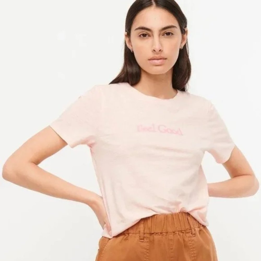 J. Crew Vintage cotton "Feel Good" T-shirt Pale Pink - Picture 2 of 5